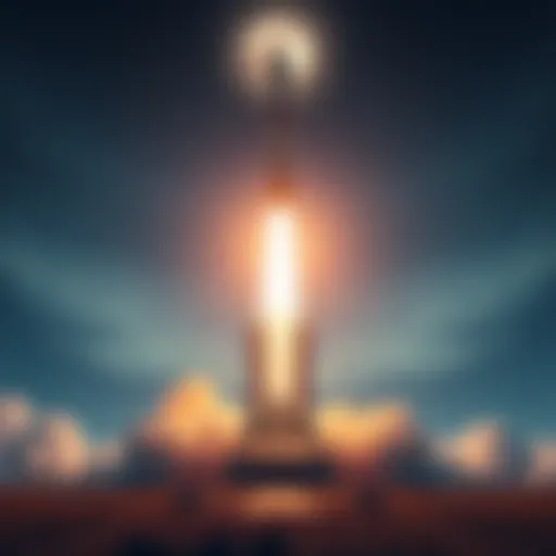 A powerful rocket preparing to launch towards the moon, symbolizing the new space race.