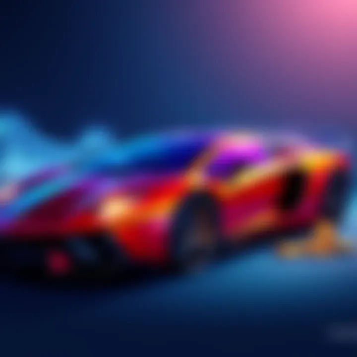 A stylish luxury car next to cryptocurrency symbols, representing the $POWSCHE token and its connection to car culture.