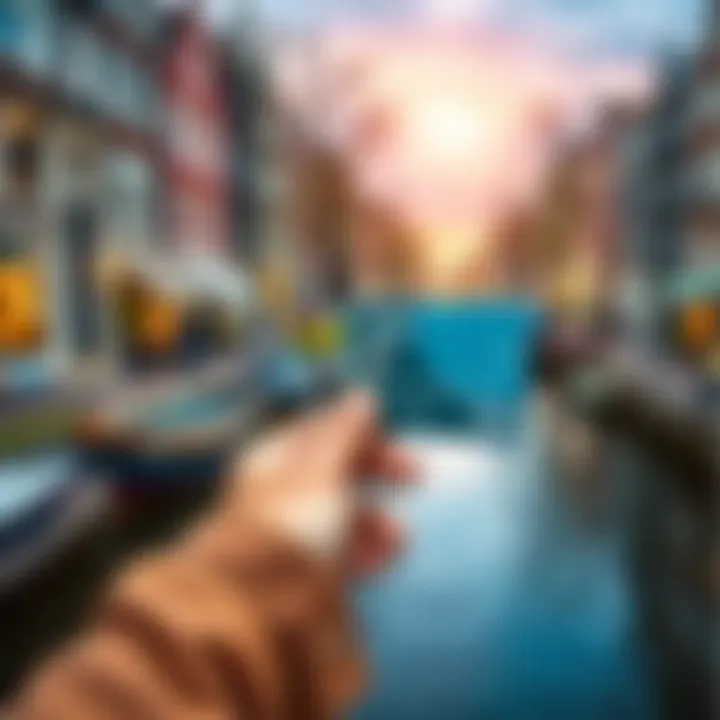 A traveler using a Maestro card for payments while exploring the canals of Amsterdam