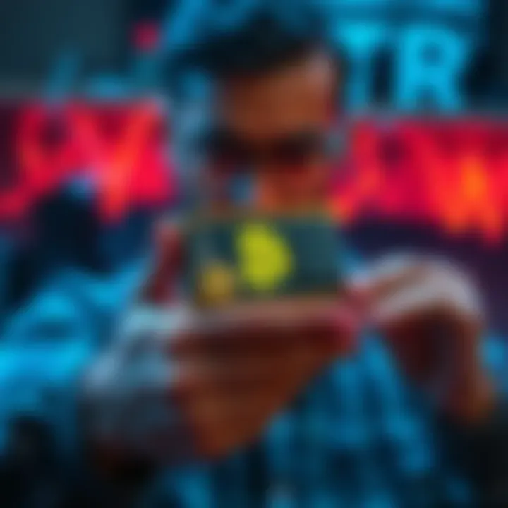 A person examining a hardware wallet for securing cryptocurrency investments under ₹5 lakh, with digital coins displayed around.