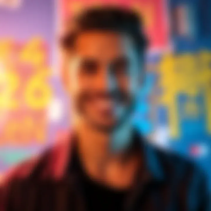 A man proudly displays his long-time profile picture, smiling confidently against a colorful background, showcasing his unique style and personality.