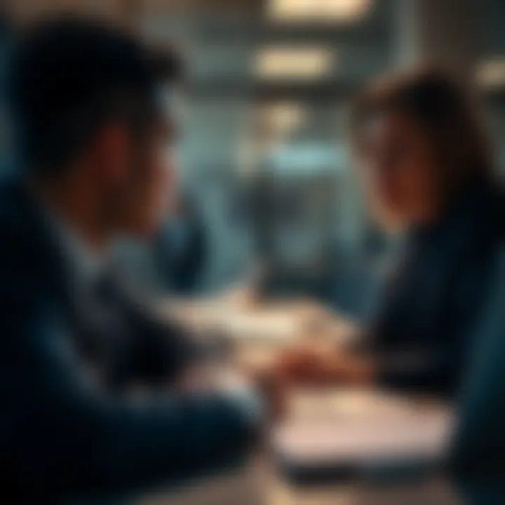 A manager observing two coworkers conversing, creating an uneasy atmosphere in the workplace.