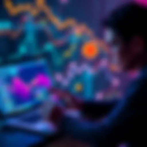 A person looks at different blockchain interfaces on a laptop and phone, trying to track their assets across multiple DeFi chains.