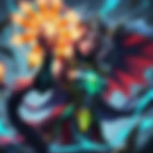 A League of Legends character, Seraphine, holding a Manamune item with a radiant aura, surrounded by gameplay elements.