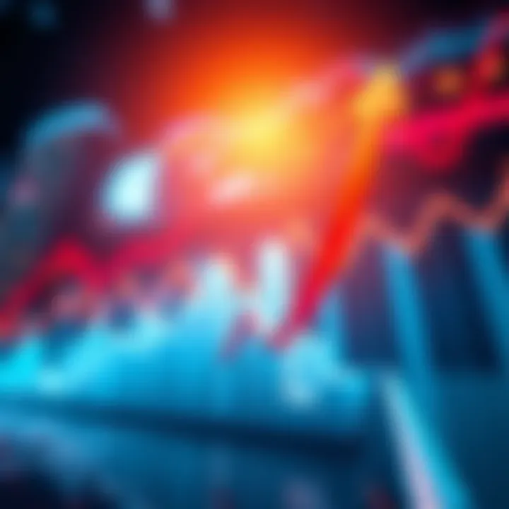 A graph showing a steep upward trend with arrows pointing upwards, representing market growth and shifts in public perception.