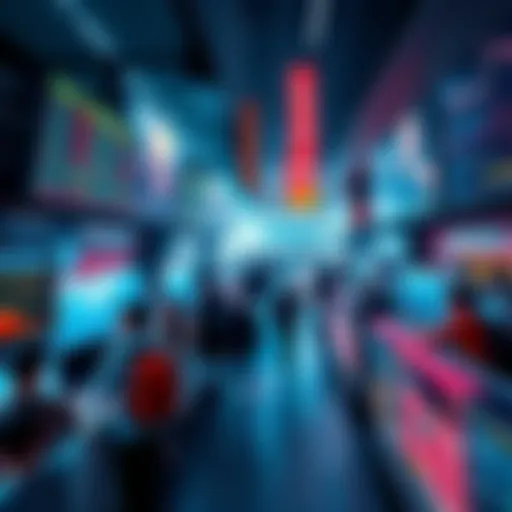 A bustling market scene showing people engaged in trading tokens, with charts and graphs reflecting active buying and selling, representing the chaos of crypto transactions.