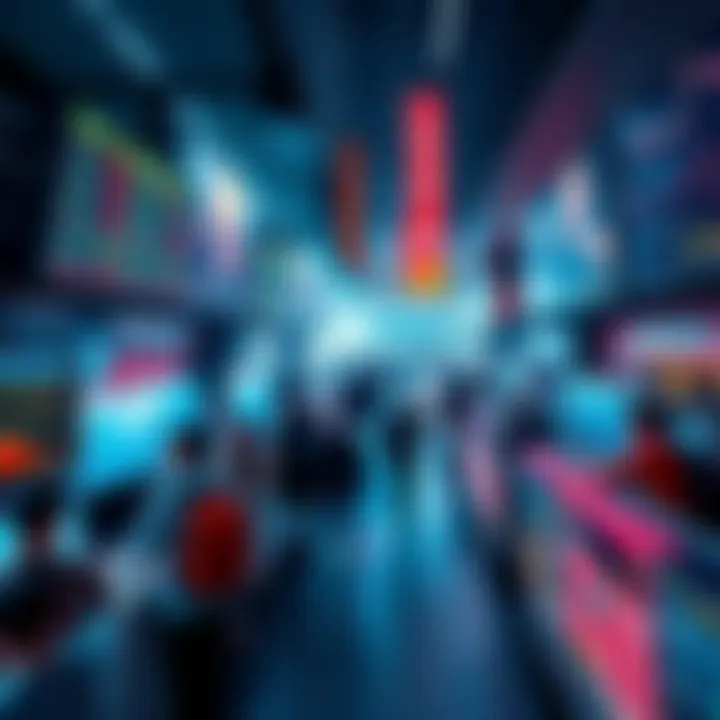 A bustling market scene showing people engaged in trading tokens, with charts and graphs reflecting active buying and selling, representing the chaos of crypto transactions.