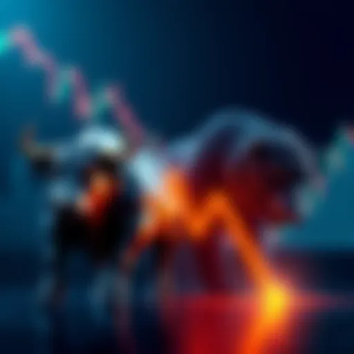 A bull symbolizing a strong market trend stands beside a bear representing market decline, with a fluctuating graph in the background showing recent market conditions.