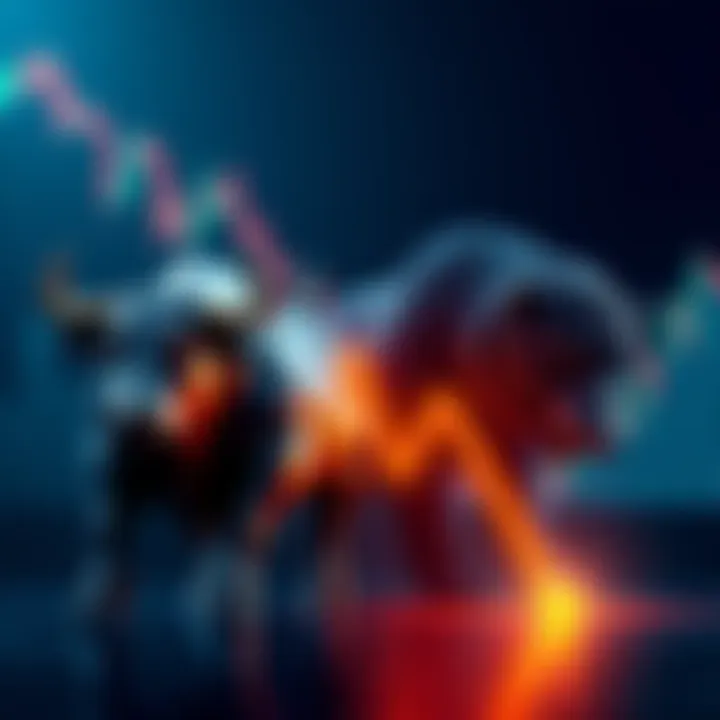 A bull symbolizing a strong market trend stands beside a bear representing market decline, with a fluctuating graph in the background showing recent market conditions.