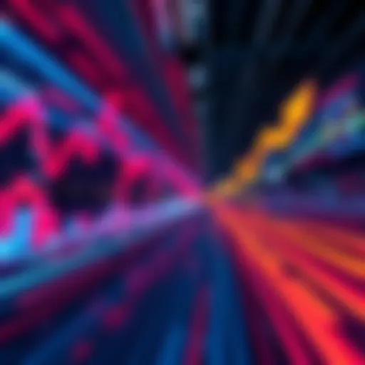 A fast-moving stock market display with rising graphs and trend arrows, reflecting rapid financial shifts.