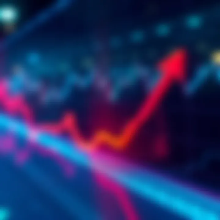A stock market graph showing a downward trend with an arrow indicating a buying opportunity, symbolizing a chance to invest in a dip.