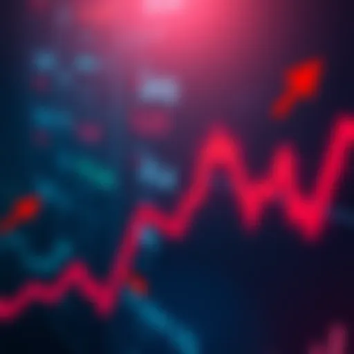 Stock market chart showing red arrows indicating a decline in values and economic uncertainty