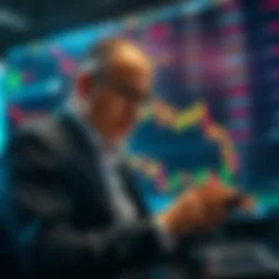 A worried investor looking at stock market charts showing declines and volatility