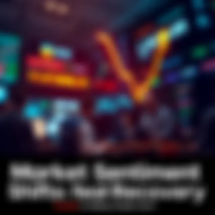 An upward trend line reflects improving market sentiment on a digital chart, set against a backdrop of cautious traders analyzing data.