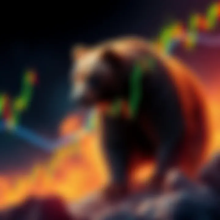 A graphic showing a bear with a stock market chart and a downward trend, symbolizing a bear trap in investing.