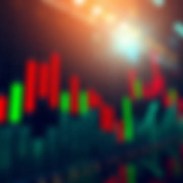 A graph showing fluctuating market trends with green and red bars, symbolizing investment decisions. Investors are observing the market charts to avoid FOMO traps.