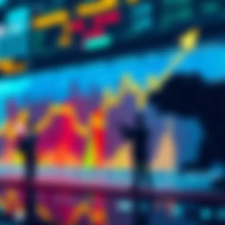 A financial chart showing upward and downward trends, symbolizing the debate between a bull run and a bear market, with trader figures analyzing the data.