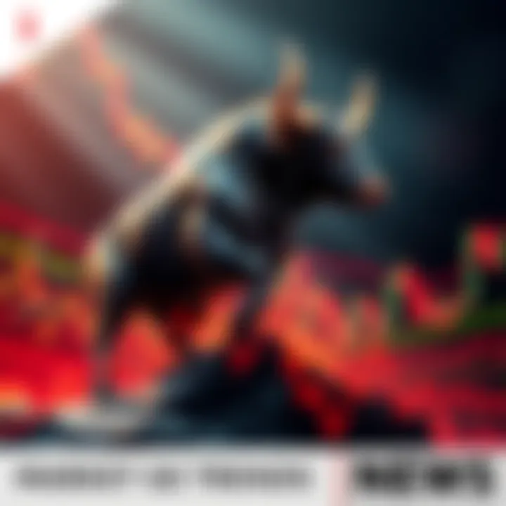 A bull rising against a backdrop of falling graphs, representing market analysis