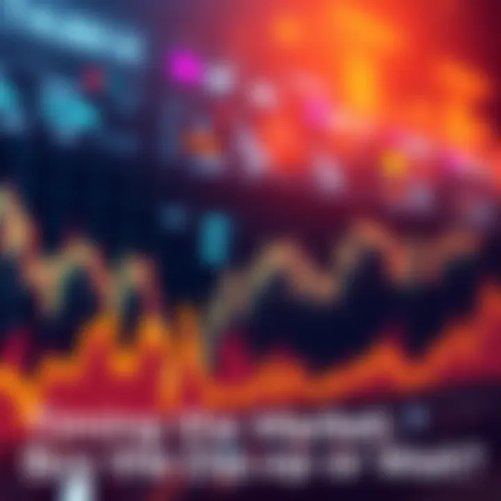 Market Trends Analysis A graph showing market trends with fluctuating lines and investment icons, depicting the concept of buying during low points.