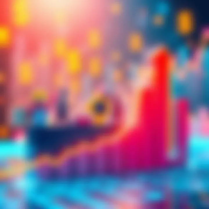 A vibrant graph showing upward trends with symbols of various industries and dollar signs, representing the impact of major sellers on the economy.