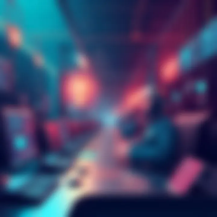 A digital illustration showing a vibrant online marketplace for AI agents, with computers connected via secure transactions and agents completing tasks safely.