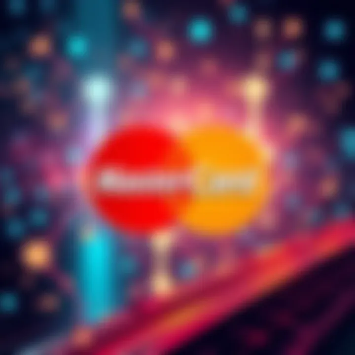 Illustration showing a Mastercard logo and Flexa logo connected through digital payment symbols, representing the potential collaboration between the two platforms.