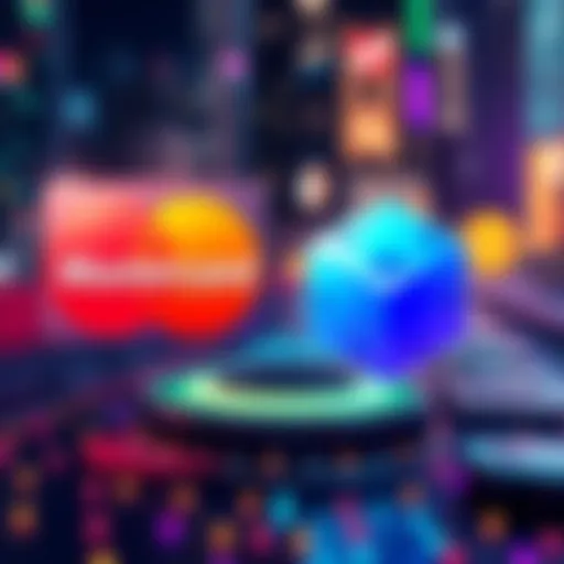 Illustration showing Mastercard and Polygon logos with simplified cryptocurrency usernames in the background, representing easier digital transactions.