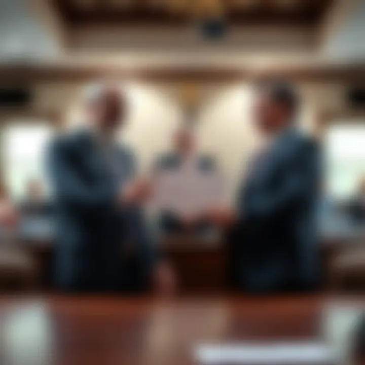 A small town mayor in Ohio smiles as they receive their first paycheck at a local town hall meeting.