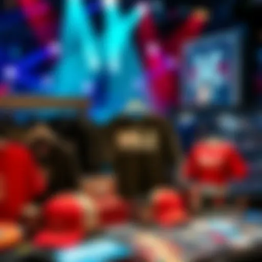 A variety of Mel C concert merchandise including T-shirts, hats, and posters showcased at the Montreal gig.