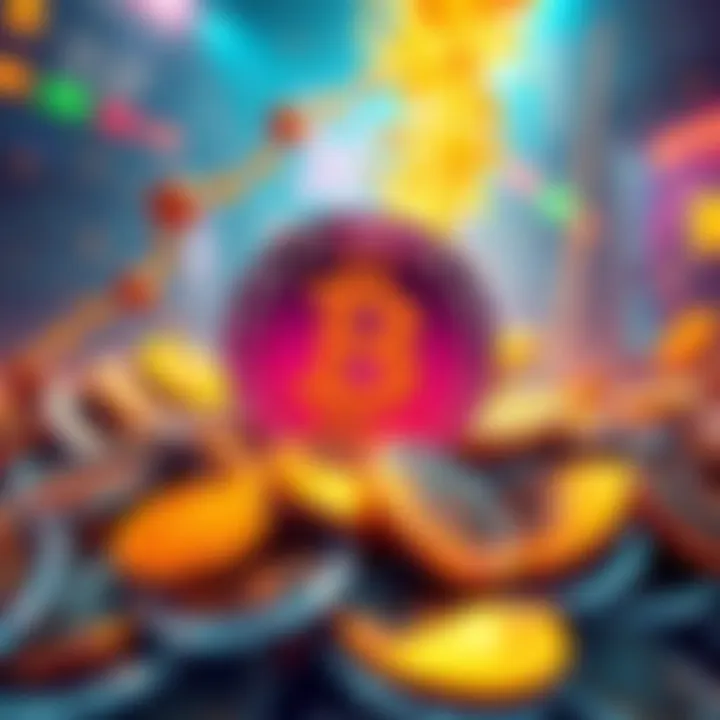 Meme Coin Challenge Illustration of meme coins transforming into Bitcoin with a prize pool of $20,000 in the background