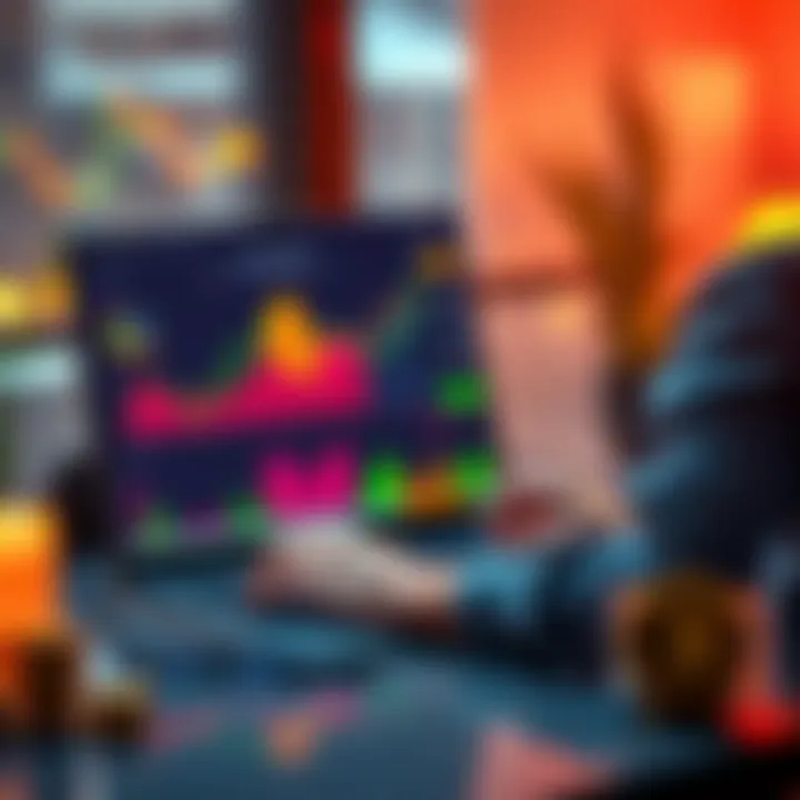 Memecoin Development on Solana Developer analyzing memecoin trends on a laptop with charts and graphs on screen