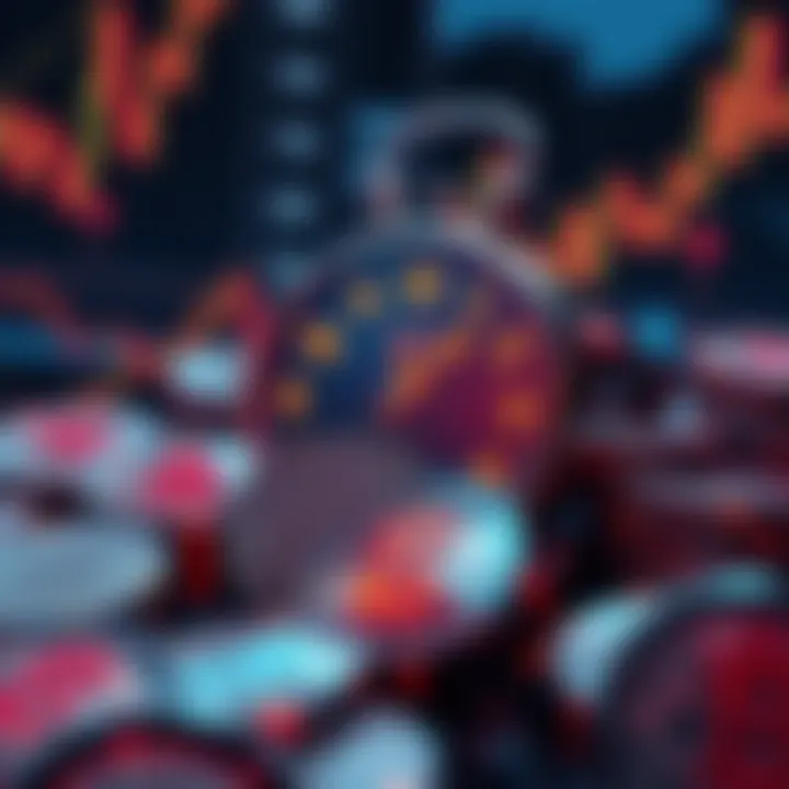 A digital clock with memecoins displayed around it, symbolizing the importance of timing in memecoin investments.