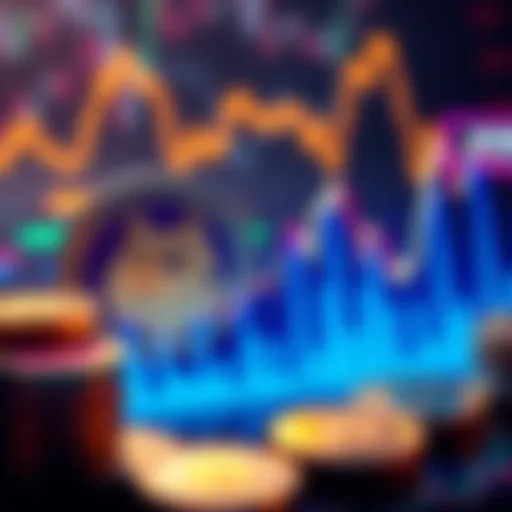 A graphic showing rising price trends for Dogecoin and Pepe with coins and graphs.