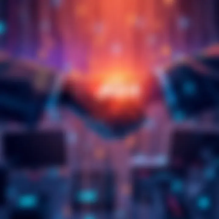 Illustration showing a digital handshake between two technology icons representing the merger of Artificial Superintelligence Alliance. Symbols of AGIX and ASI are present.