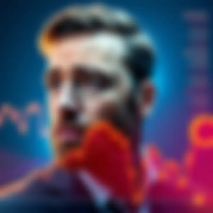 A graph showing a steep decline in Bitcoin prices, with Michael Saylor's face looking concerned in the background