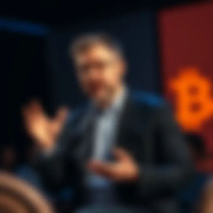 Michael Saylor giving a talk on Bitcoin's market changes and future trends.