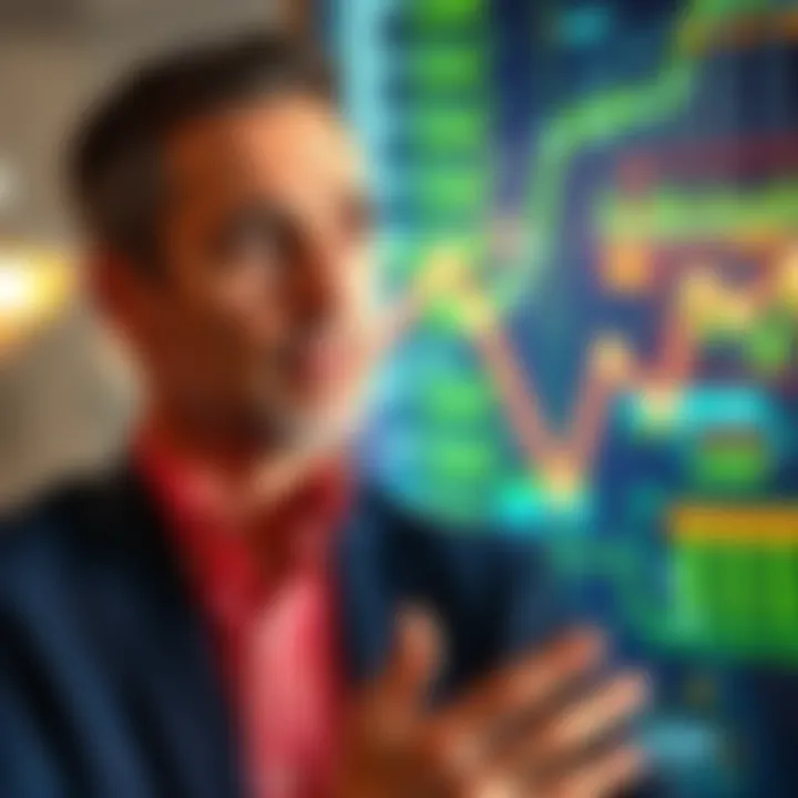 Michael Saylor talks about future digital credit solutions on the Solana blockchain with a digital backdrop.
