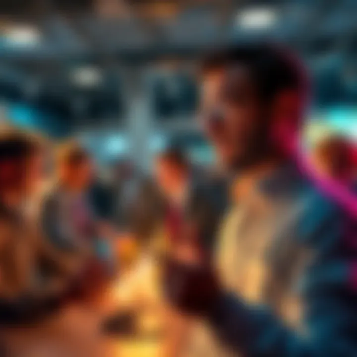 Michael Saylor sharing a tweet on his phone comparing Satoshi Nakamoto to God, with heated discussions in the background