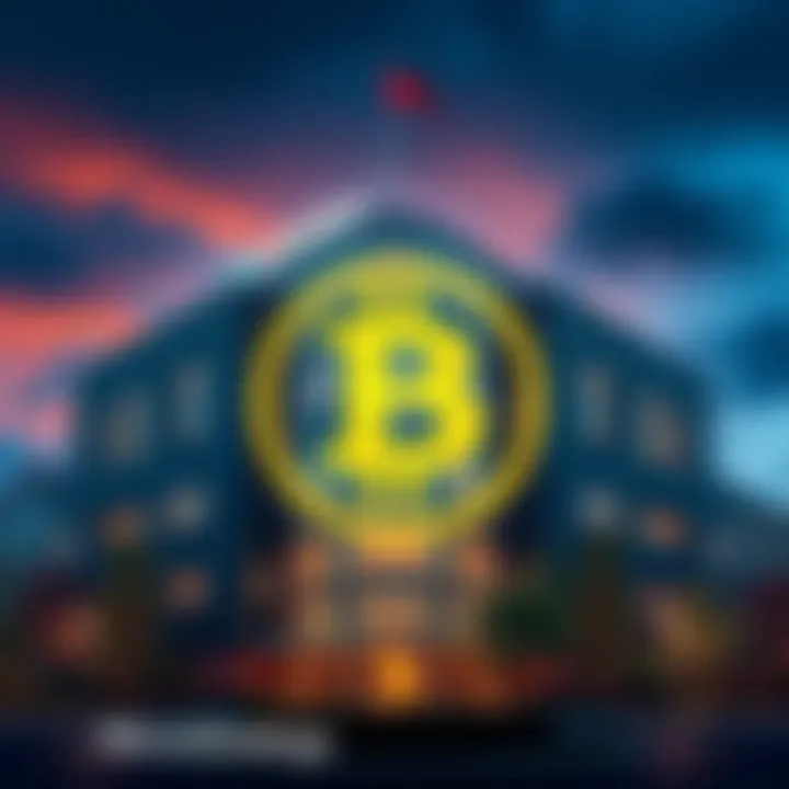 MicroStrategy headquarters with a Bitcoin symbol overlay, representing its financial challenges and market pressures.