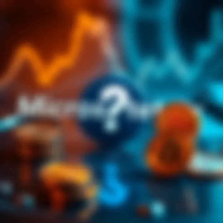 A graphic showing Microstrategy's logo with a question mark and Bitcoin symbols, representing financial scrutiny.