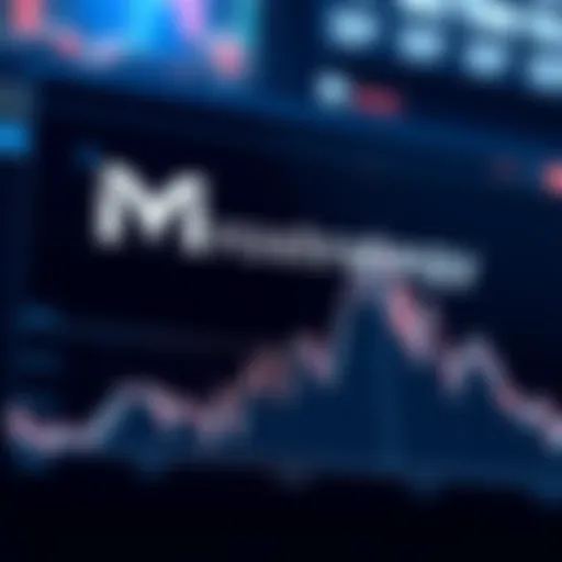 Microstrategy logo alongside a graph showing a significant drop, indicating a 15% market cap decline after Bitcoin sale.
