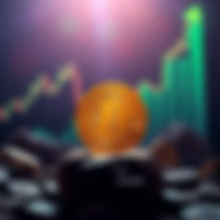A graphic showing a digital representation of 1 Bitcoin with a rising chart in the background, symbolizing growth in cryptocurrency.