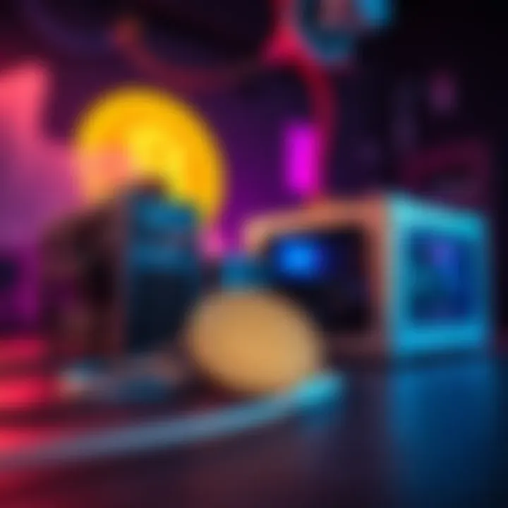 A setup featuring L9 and D1 mining equipment, with a representation of Dogecoin in the background.