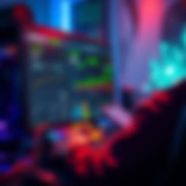 Mining Rig Performance A miner checking the performance metrics on a computer screen displaying earnings and stats for cryptocurrency mining.