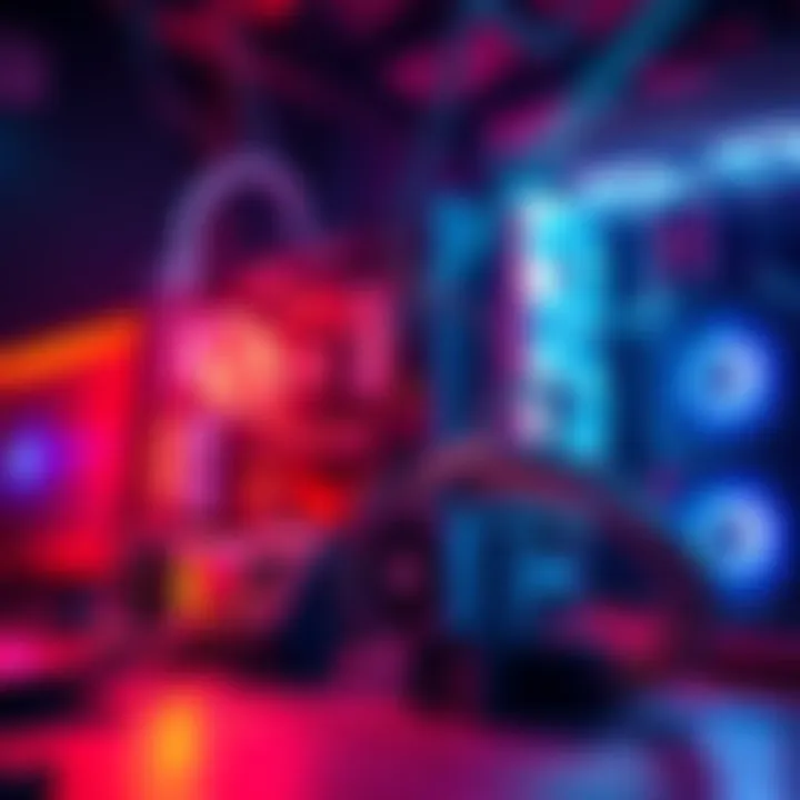 A well-equipped computer setup featuring powerful GPUs and cooling systems for high-speed mining operations.