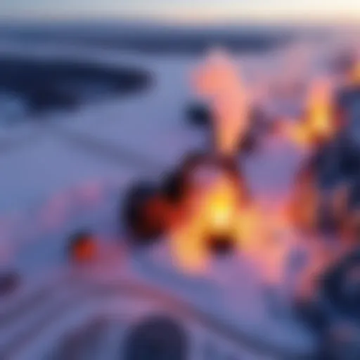Aerial view of the 5MW mining site in Iowa, showing equipment operating despite snow and cold conditions.