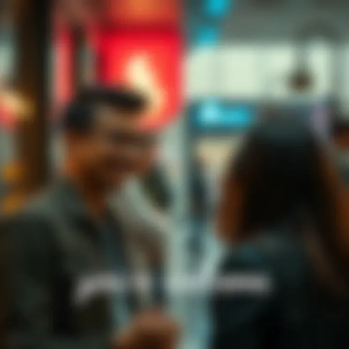 Modern Courtesy in Society A person smiling while saying 'you're welcome' to another person in a casual setting, highlighting the concept of kindness in daily interactions.