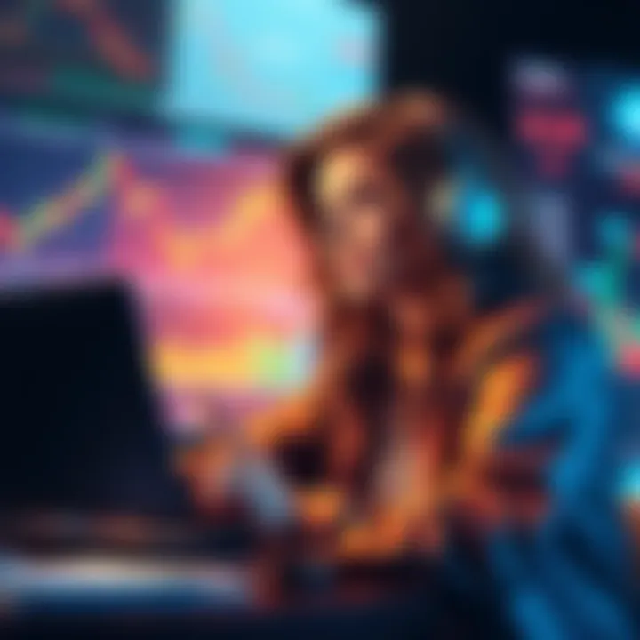 A graphic showing Molly White analyzing cryptocurrency trends and events with charts and news highlights in the background.