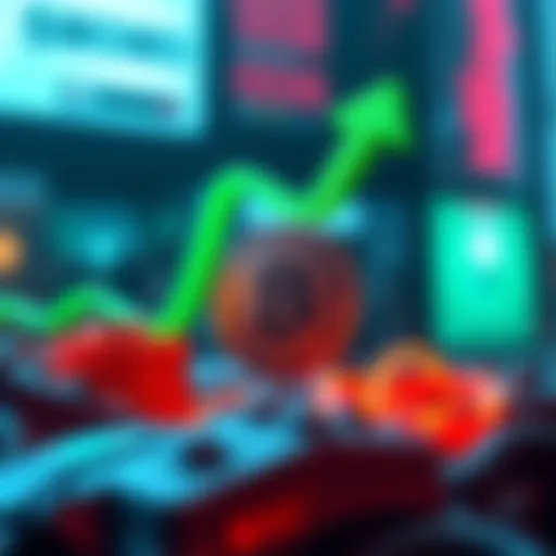 A graphic showing a green upward arrow and a $MOMO coin symbol, illustrating the 14% rise in value within the Solana meme market.