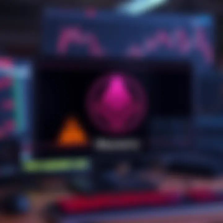 A computer screen displaying the Monero logo alongside warning signs symbolizing regulatory concerns over cryptocurrency trading.